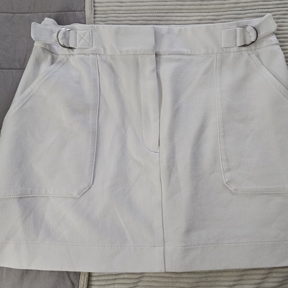 EXPRESS Stylish High Waisted Utility White Mini Skirt with Pockets Size L - Picture 4 of 12
